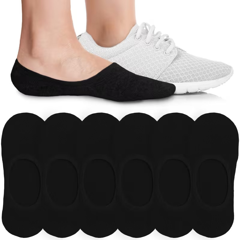 4x Womens No Show Socks Cotton Non Slip Low Cut Liner Socks Thin Invisible Socks