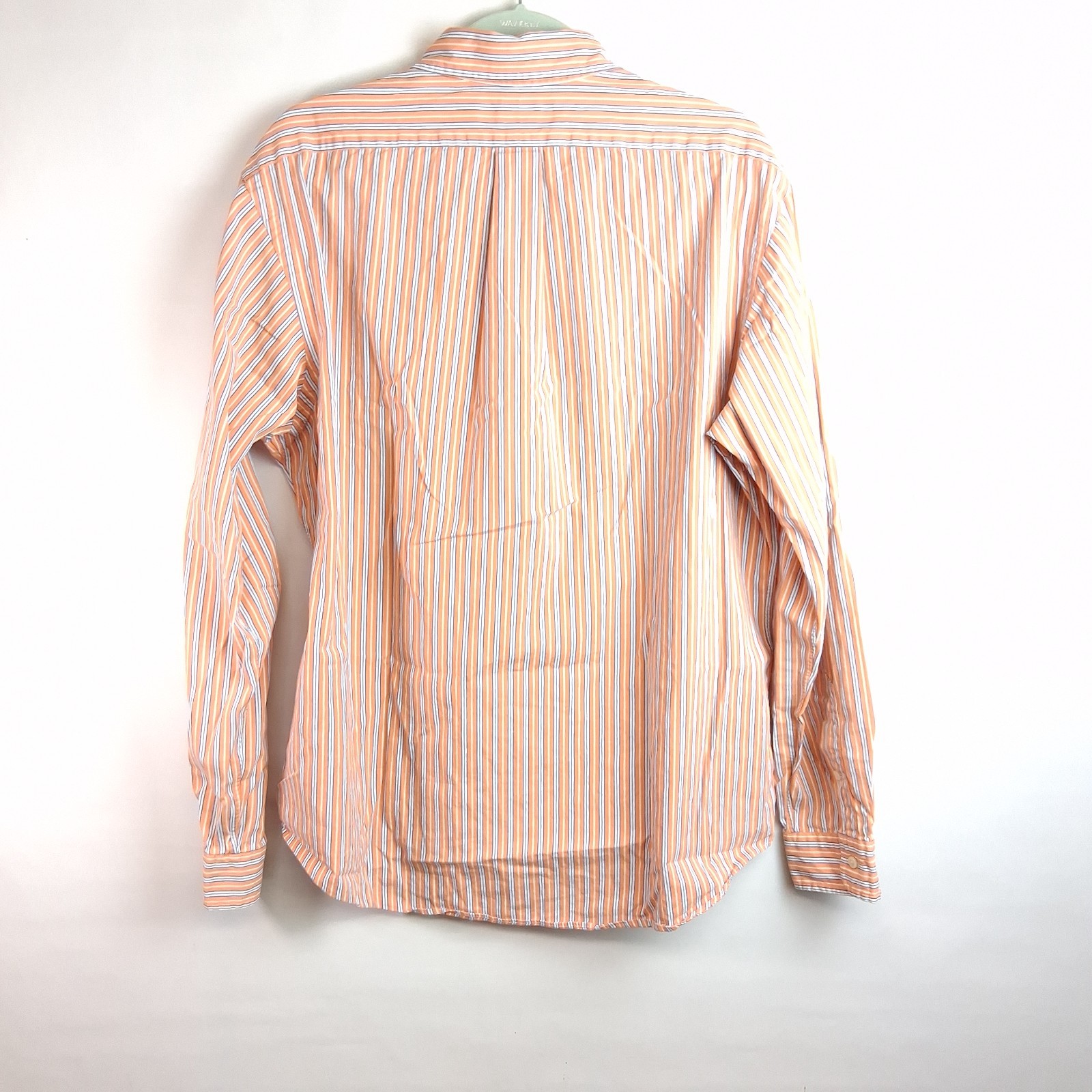 Ralph Lauren Button Down Shirt Custom Fit Long Sleeve Size XL Orange Striped