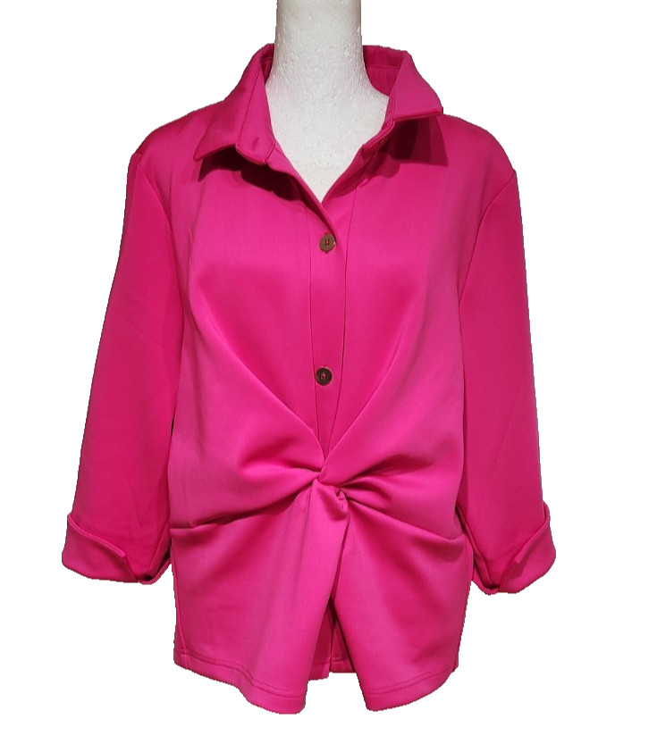 Gretchen Scott Twist and Shout Pink Top Size XL Gripe Less NWT