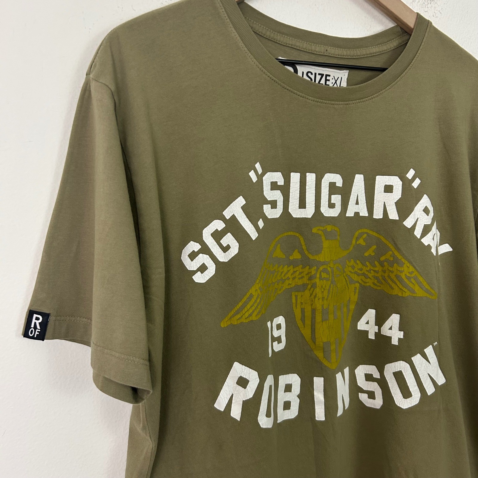Roots of Fight Sugar Ray Robinson Army Boxing T Shirt Mens XL Olive Green USA