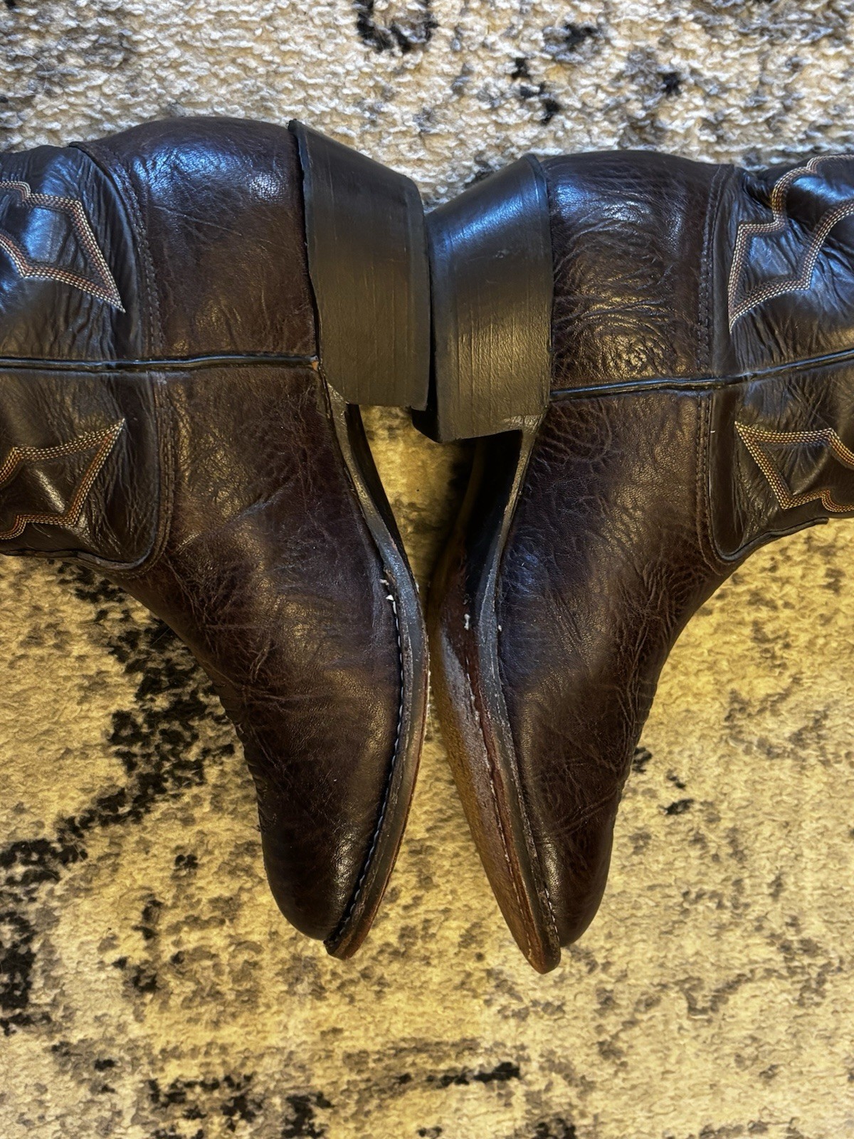 Larry Mahan Nocona Texas Brown Bullhide Leather Mens Size 10 XE Cowboy Boots