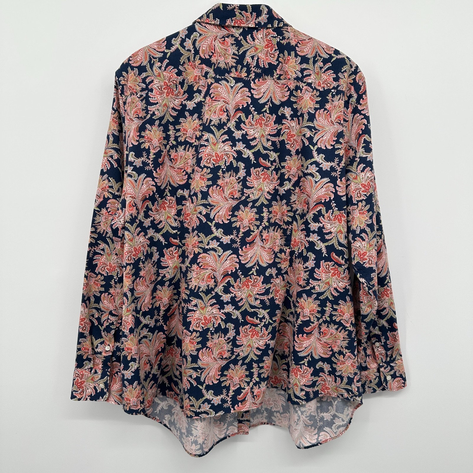 Chaps Womens Top Shirt Blouse Size 2X No Iron Button Up Floral Boho Romantic