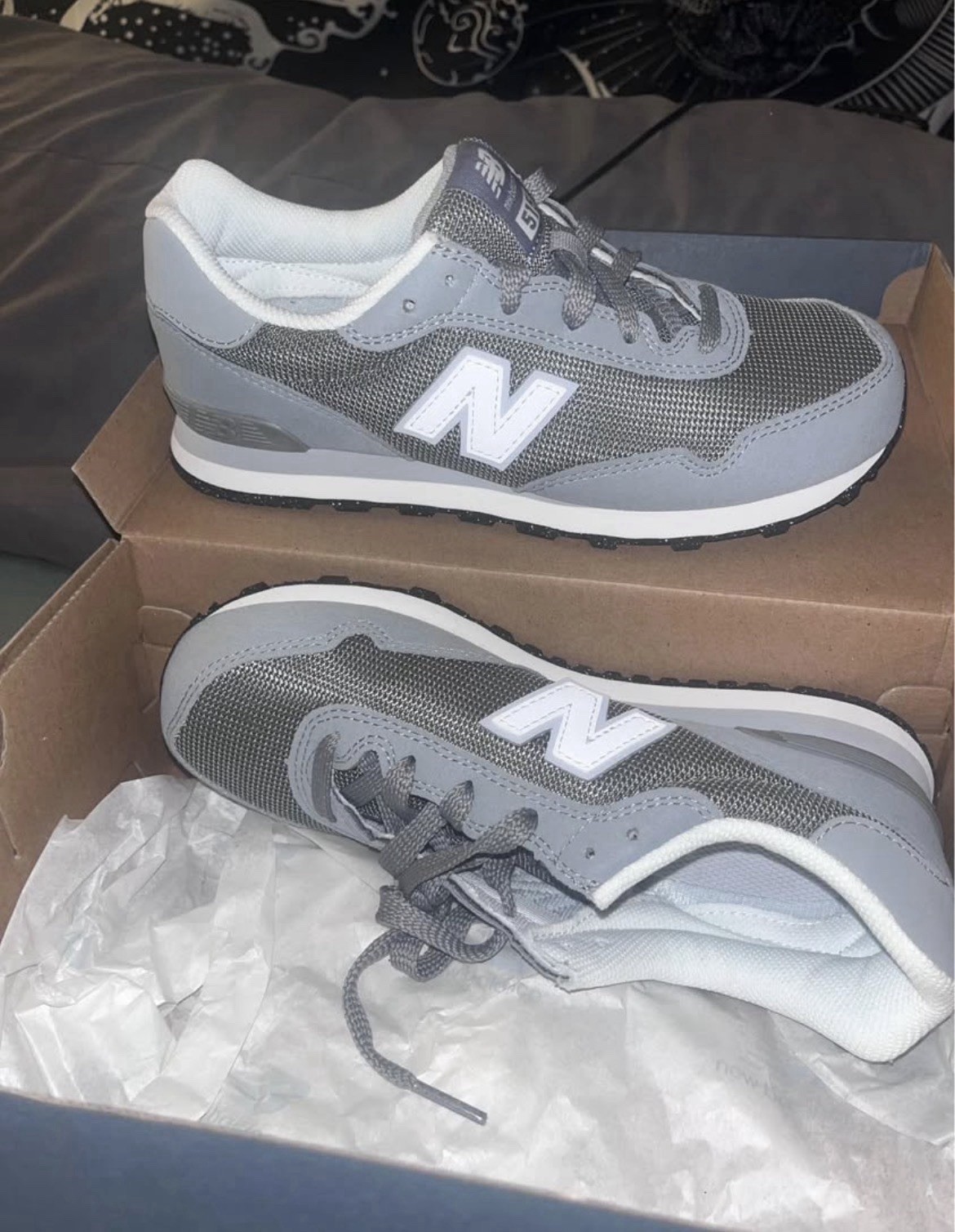 New Balance 515 Unisex Kids Sneakers Gray/White US 3.5 M Mesh Lace-Up GC515GRY