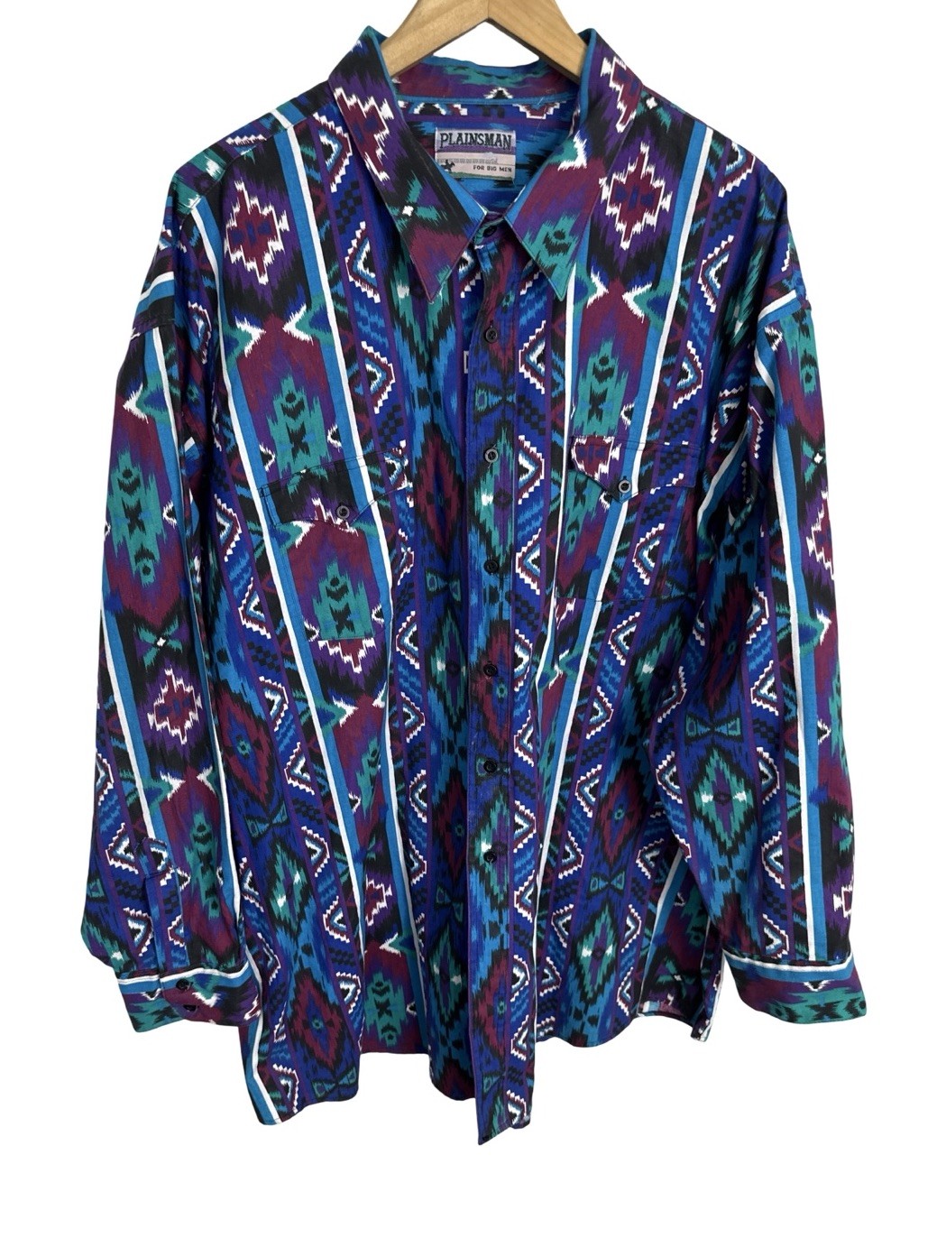 Vintage Plainsman Men’s Aztec Southwestern Rodeo Shirt Size 4XL
