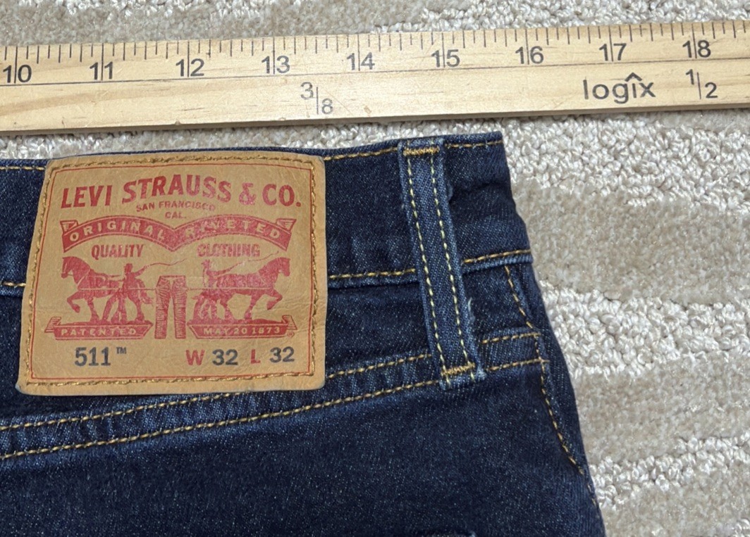 Levis 511 Slim Fit Jeans Slim Fit Stretch Jeans Dark Blue Dark Wash 32×32