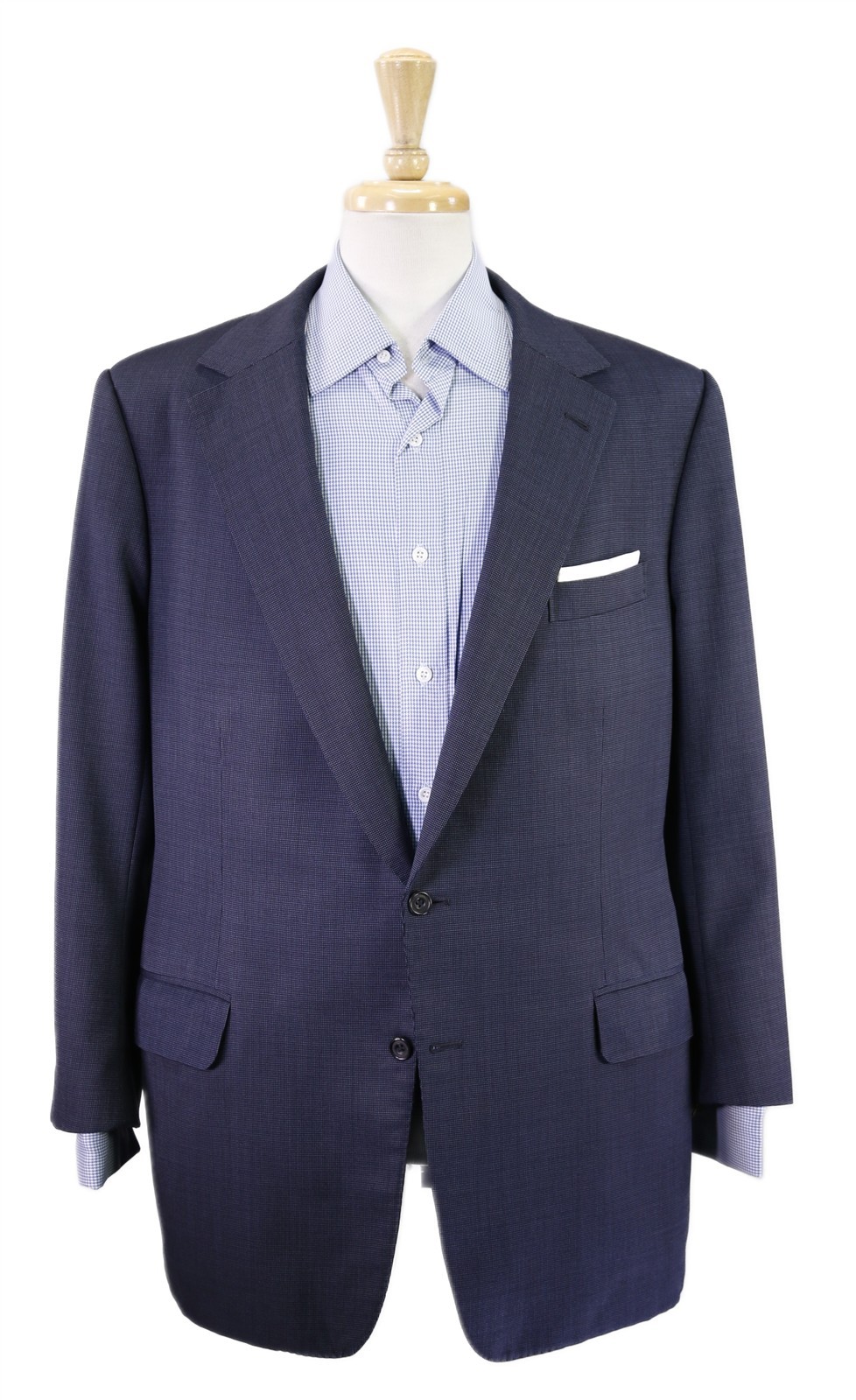 Douglas Hayward Savile Row Bespoke Navy Blue Tic Woven 2-Btn Wool Blazer 42R