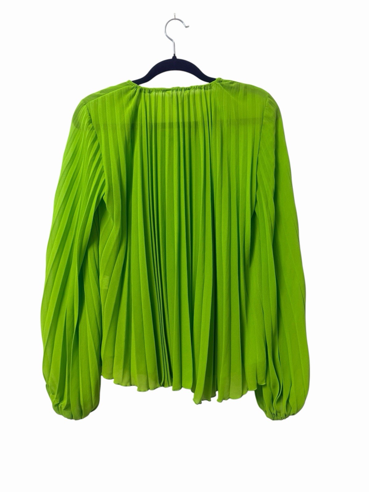 Zara Pleated Sheer Flowy Top Lime Green Size XS (Fits US 6)