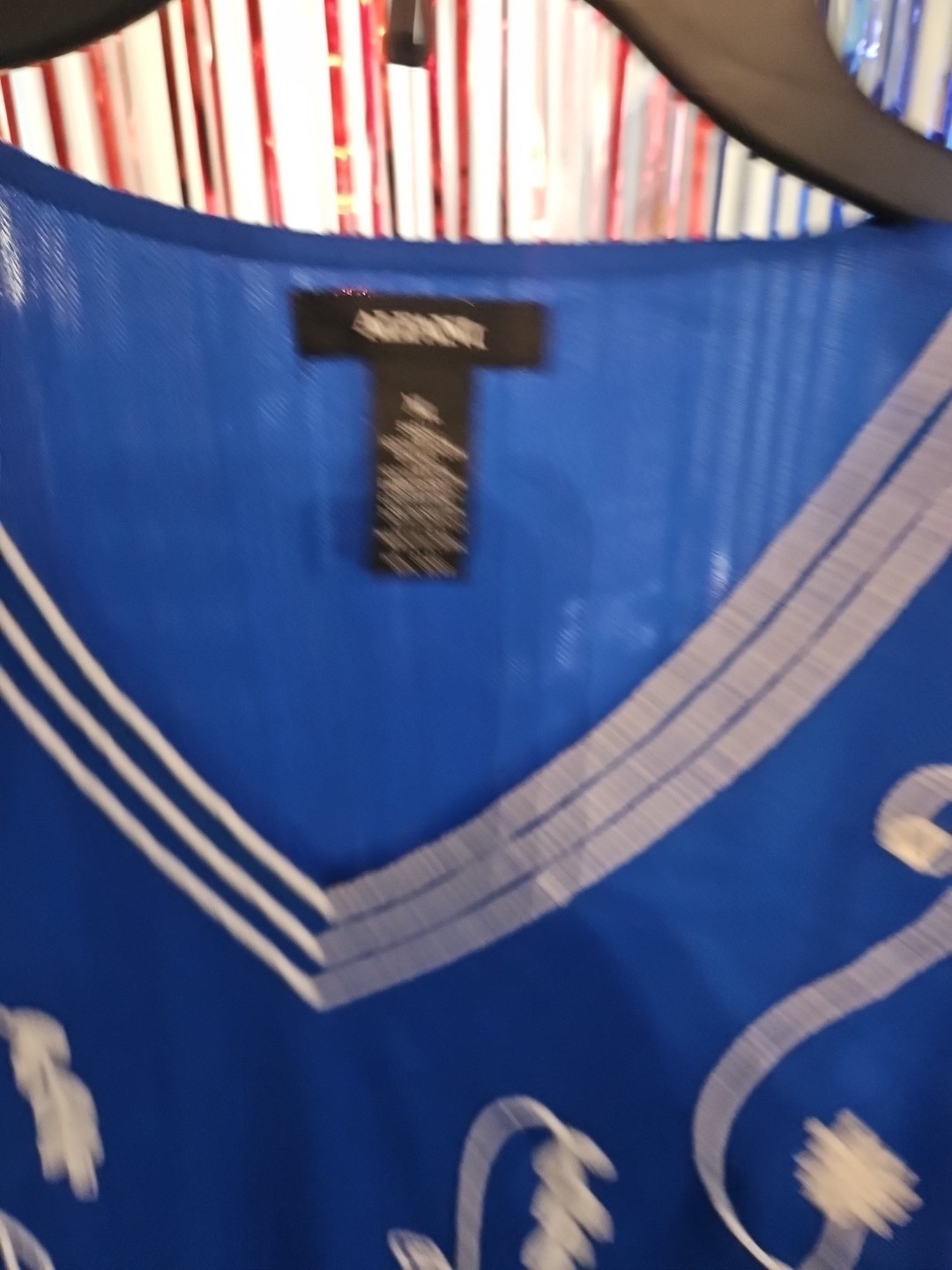Alfani Blue tunic white embroidery sheer layered – NWT Size XL