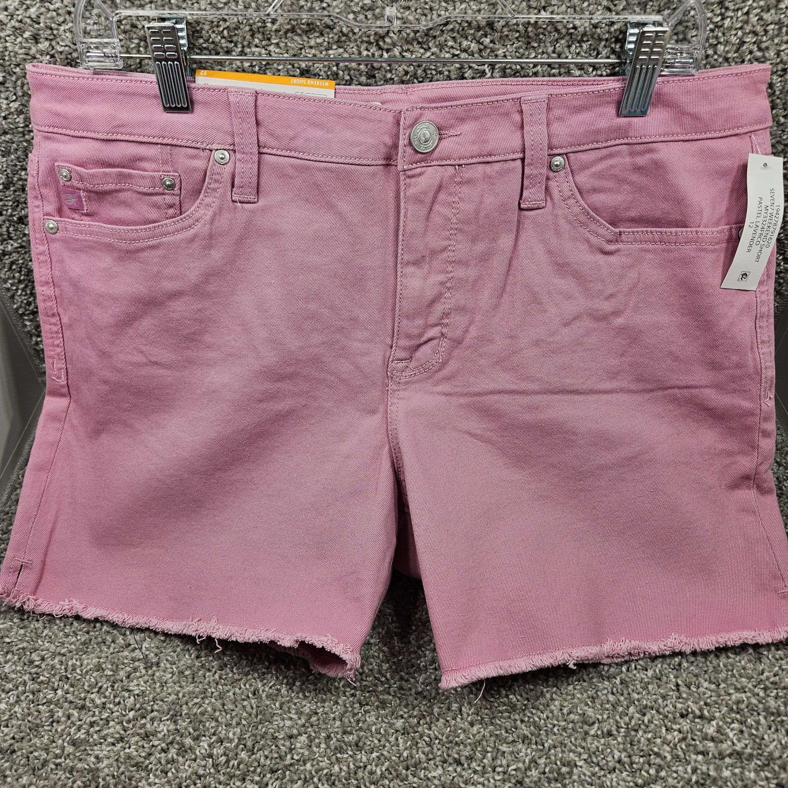 Seven7 Shorts Women’s Size 12 Fray Hem High Rise Denim Pastel Lavendar Zip