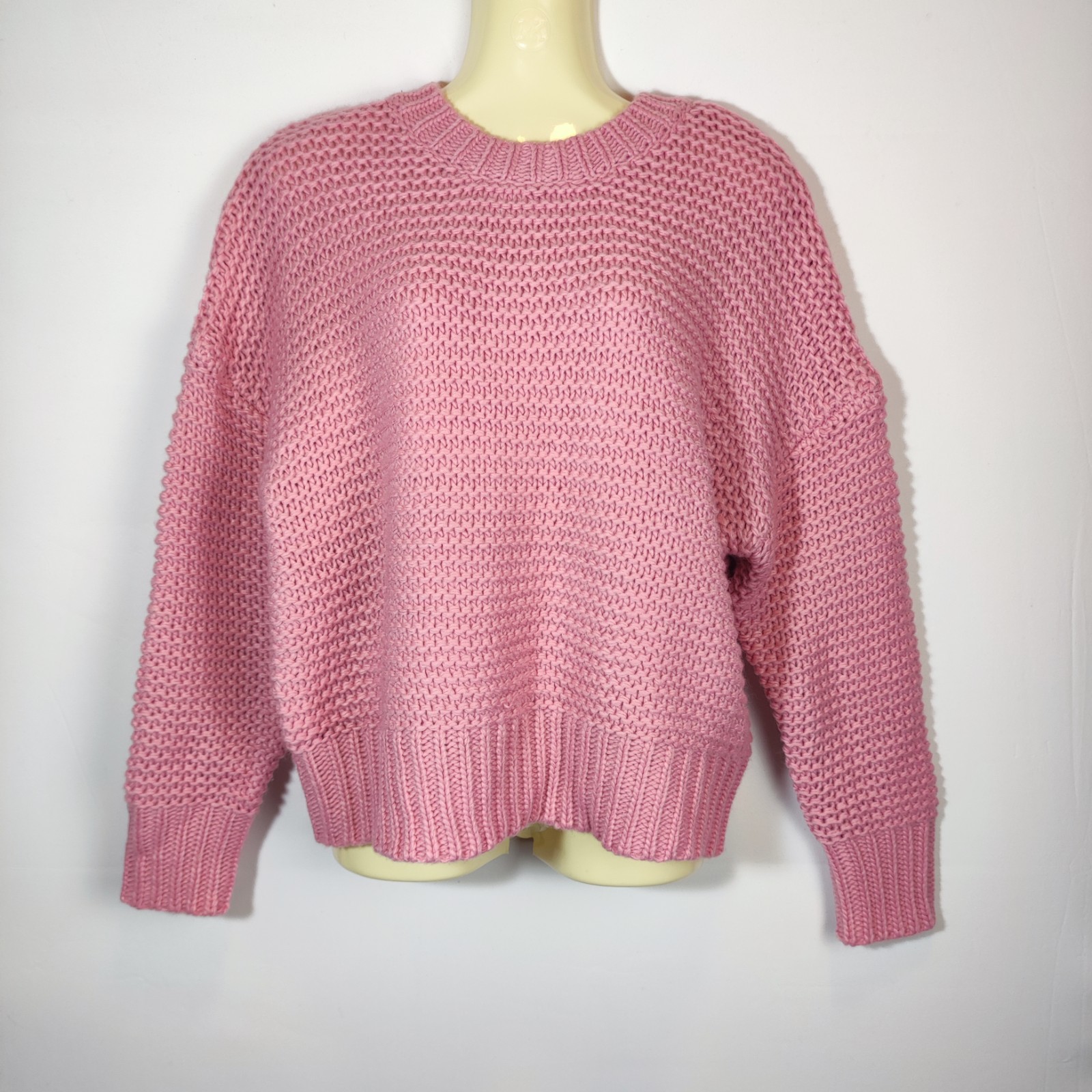 Mohito Pink Chunky Knit Oversized Wool Blend Jumper Size XS- Round Neck
