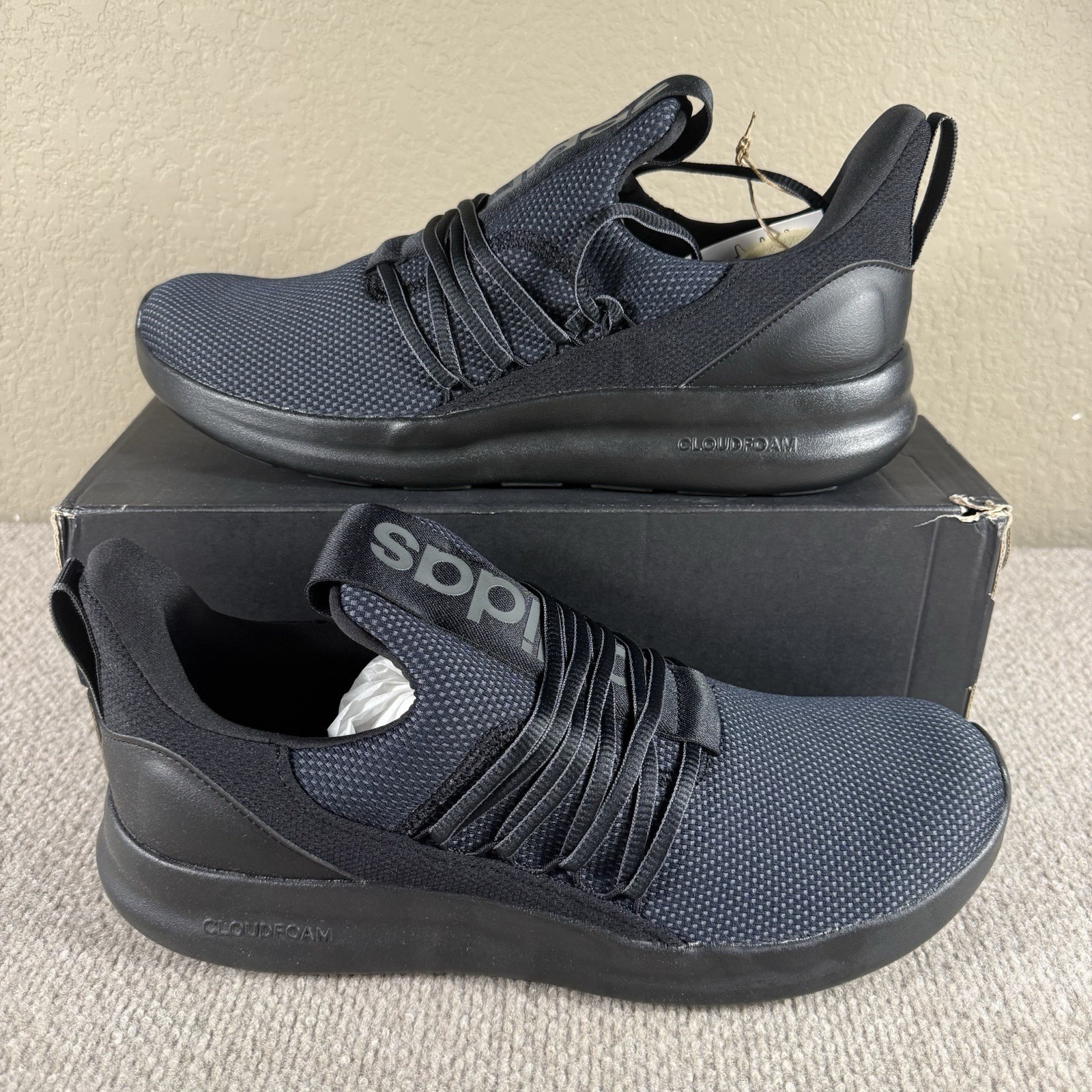 Adidas Lite Racer Adapt 7.0 Cloudfoam Sneakers IE8684 Mens Triple Black WIDE
