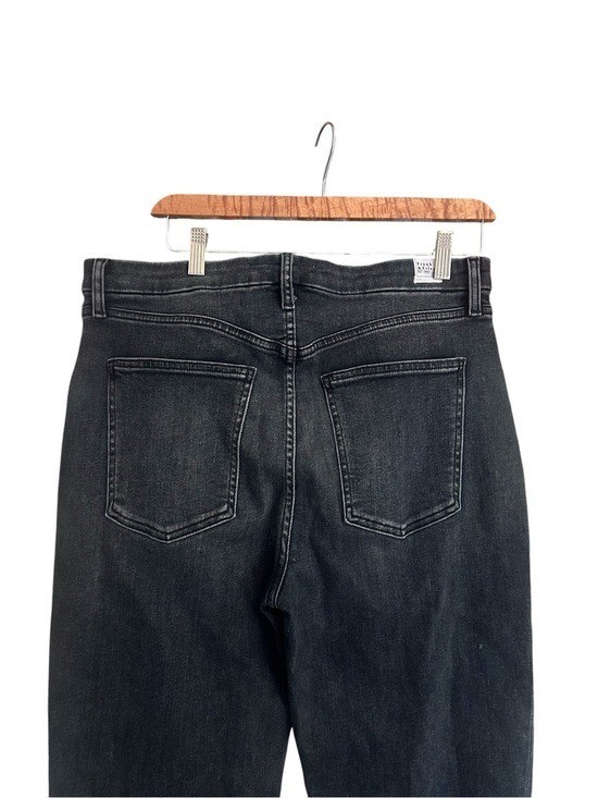 Frank & Eileen Derry Slim Straight Jeans Washed Black Raw Hem Sz 32