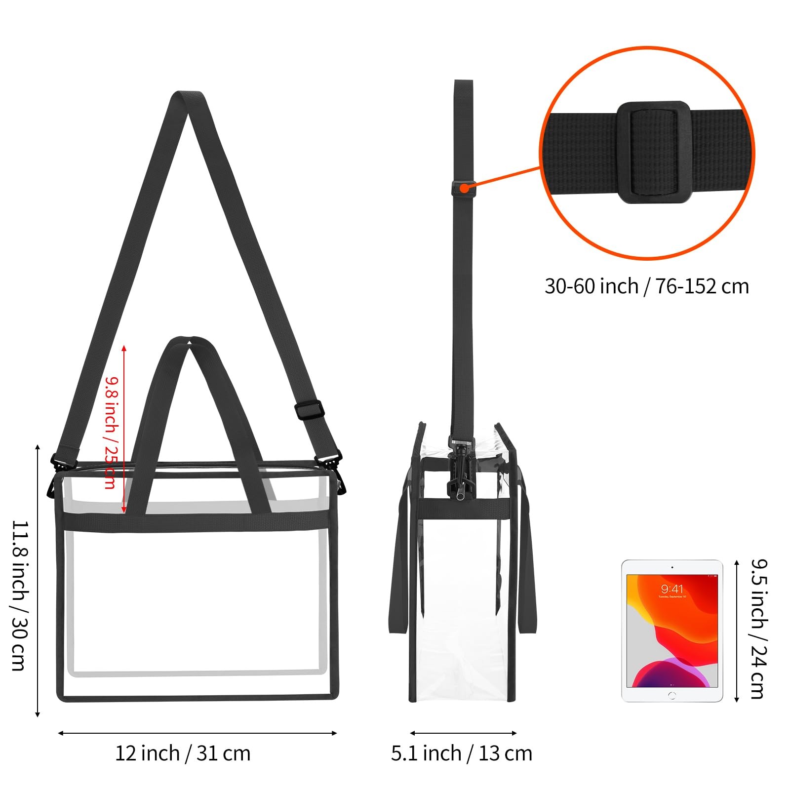 Clear Tote Bag Stadium Security Approved, See Through Clear Handbag Purse Bag…