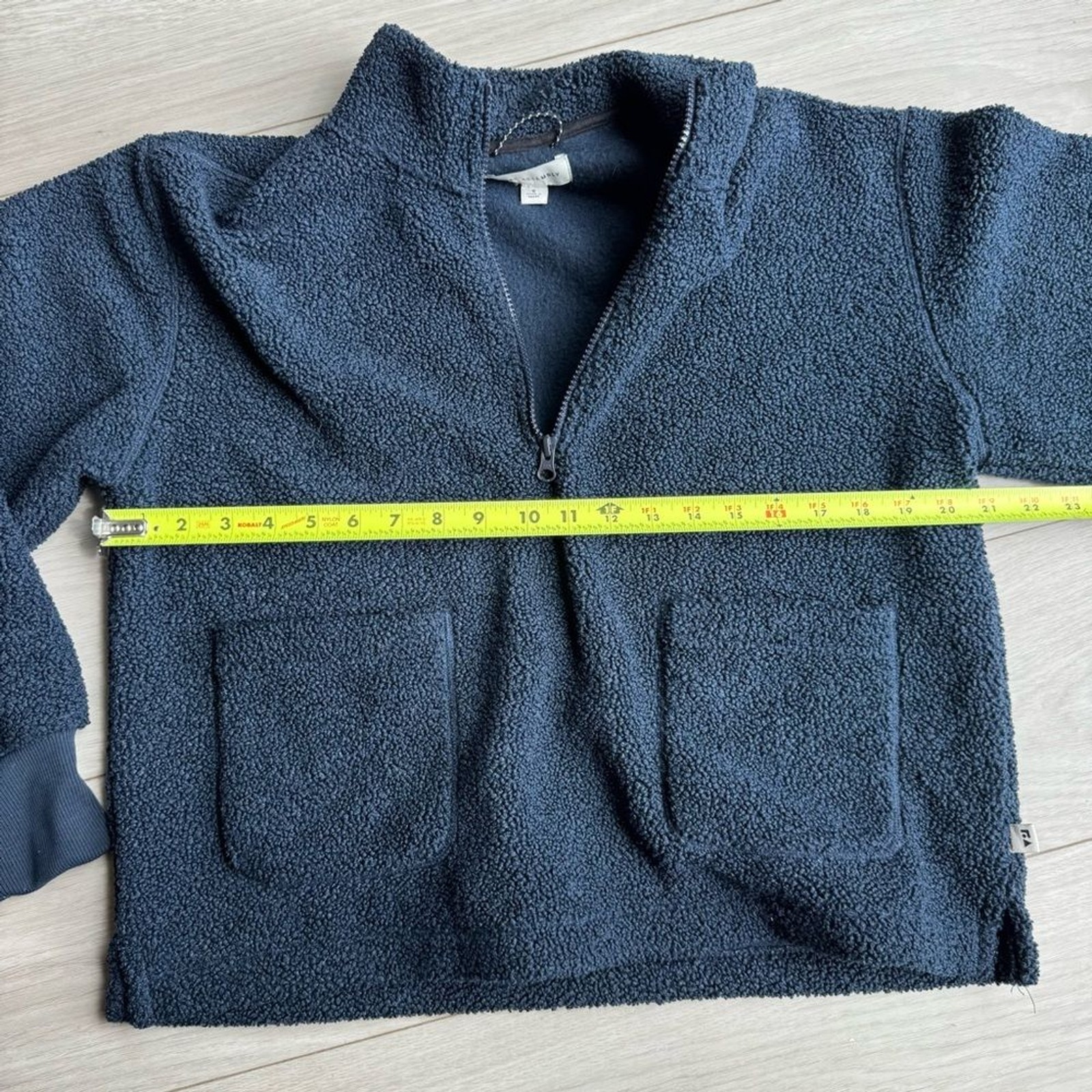 Free Assembly Sherpa Fleece Quarter Zip pullover Navy teddy -woman’s small