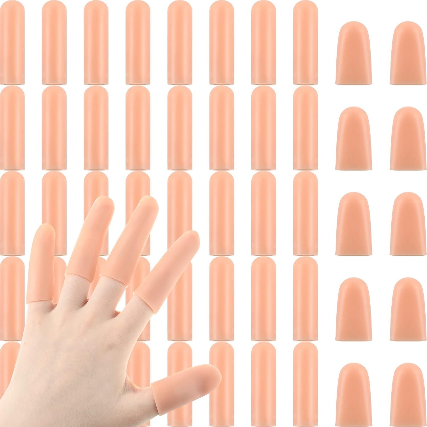 20Pcs Silicone Finger Protectors Beige Finger Cots Thumb Bandage Rubber Fingers