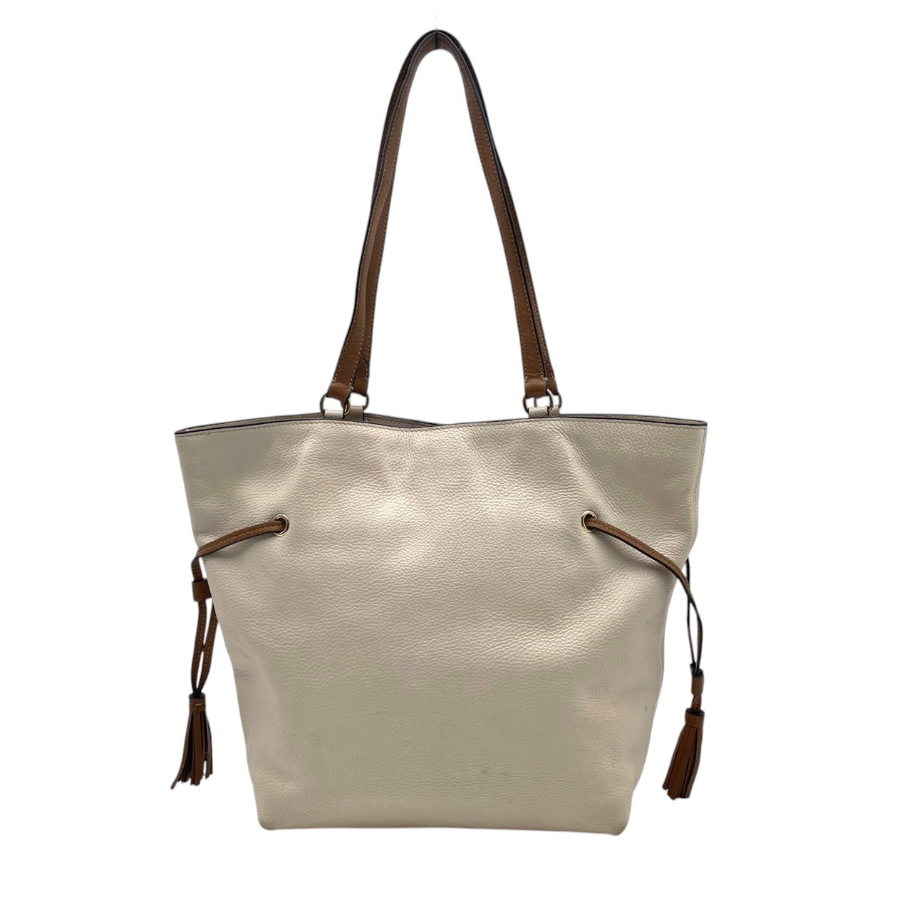 Authentic COACH Andy Leather Tote Bag Ivory Brown Gold CA165