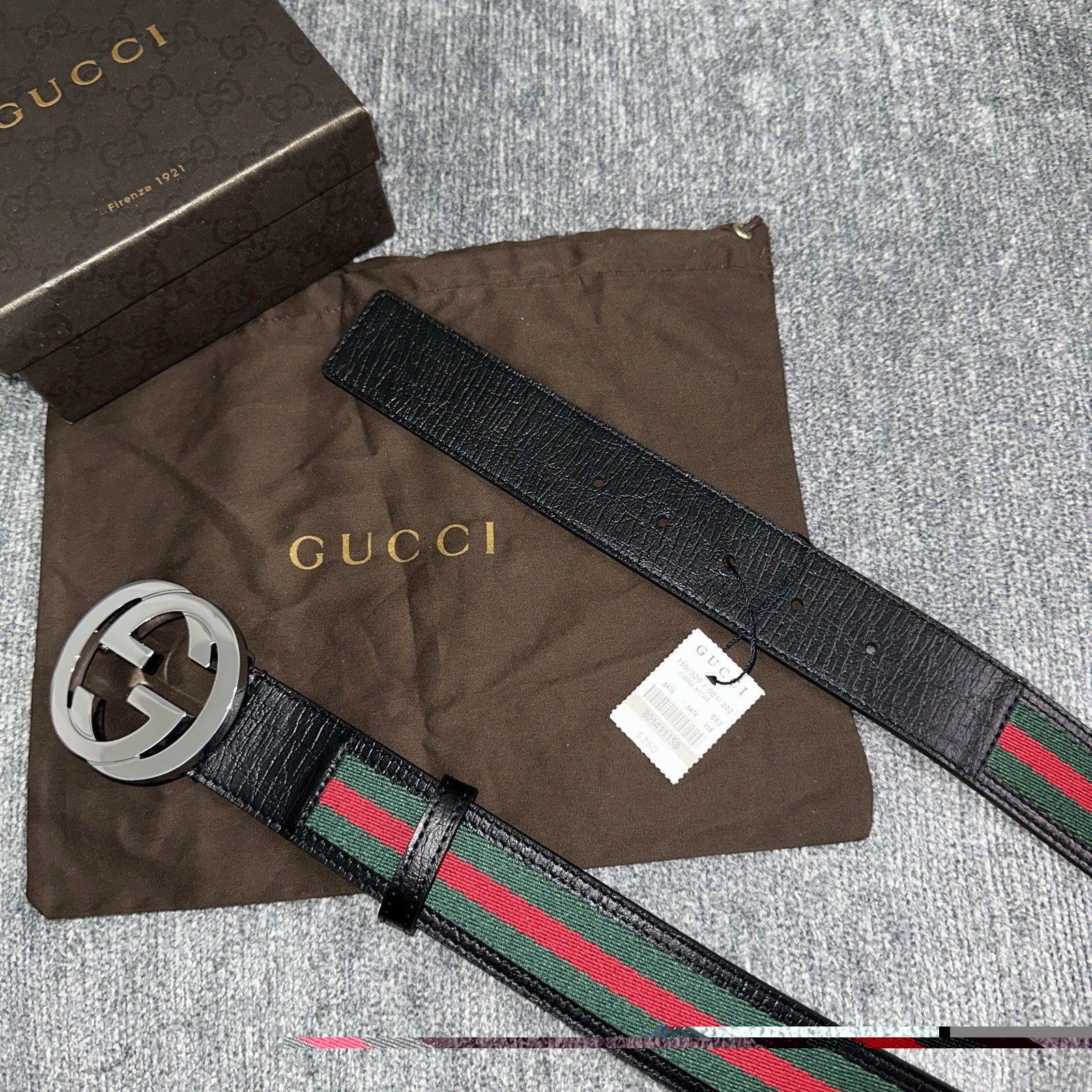 Authentic Gucci Black Green And Red GG Belt, Men’s Size 32-34 (95cm)