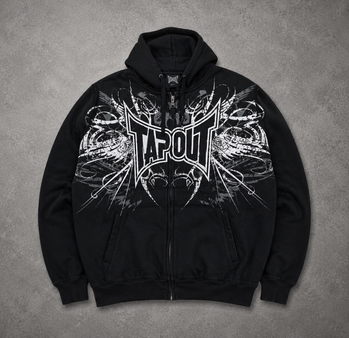Tapout Zip Up Hoodie Black Graphic Y2K Streetwear Men’s Jacket