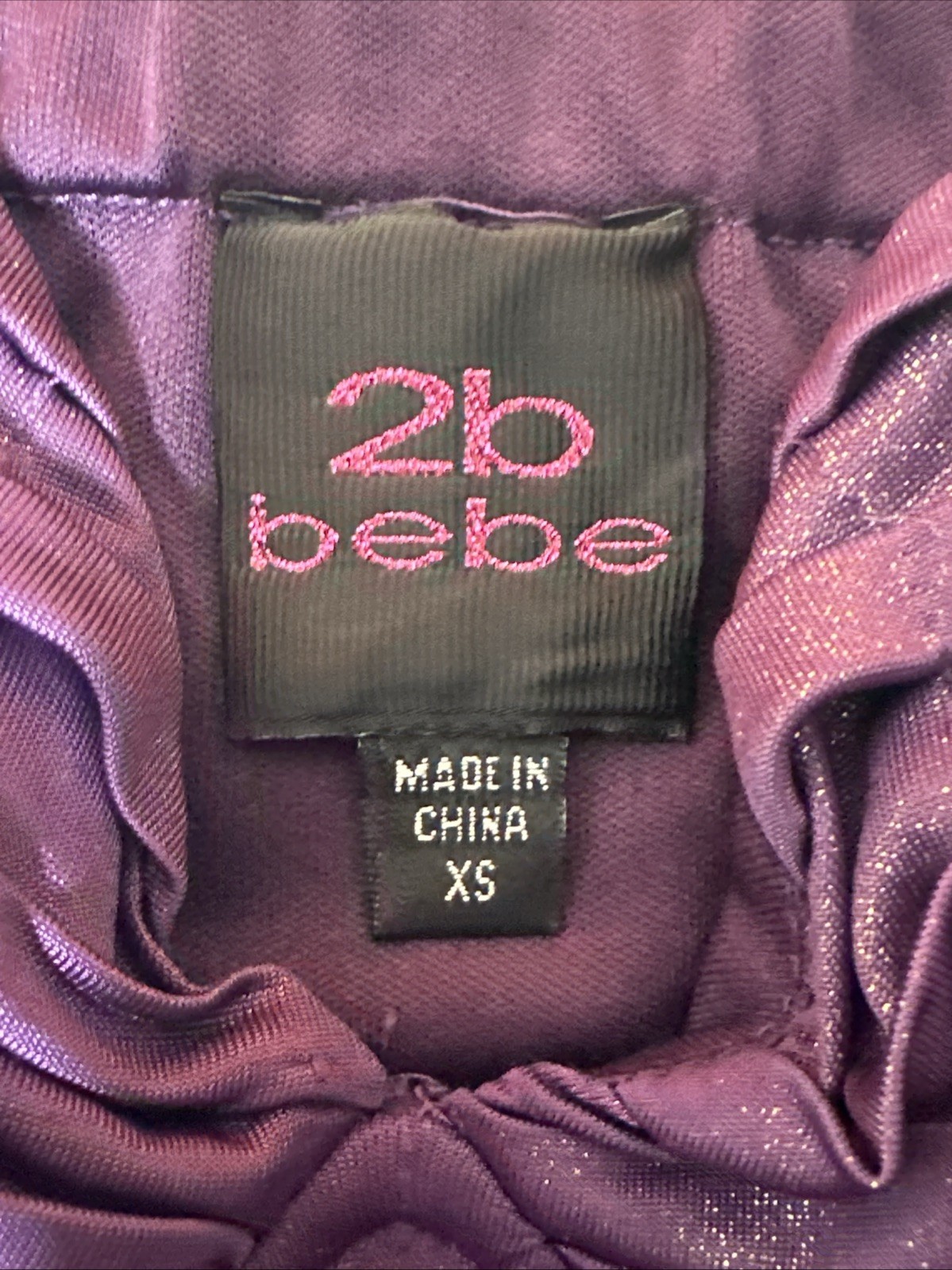 Bebe 2B Women’s XS Purple Spaghetti Straps Ruched Dress
