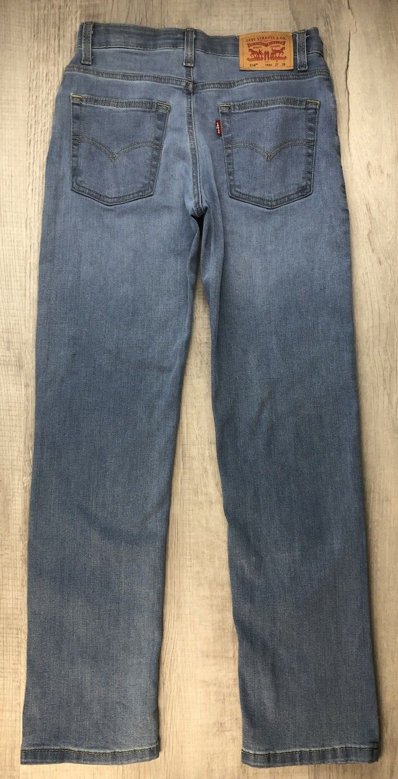 Levi’s 514 Jeans Lite Blue Denim Womens Tag Size 14 Reg W27xL29 (Actual 26.5×28)
