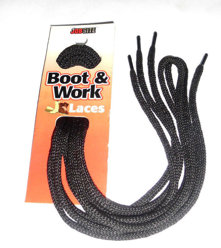 JobSite Boot Work Shoelaces 54011 Hiking BLACK 60″ Shoe Laces Fit 7-9 Pairs of
