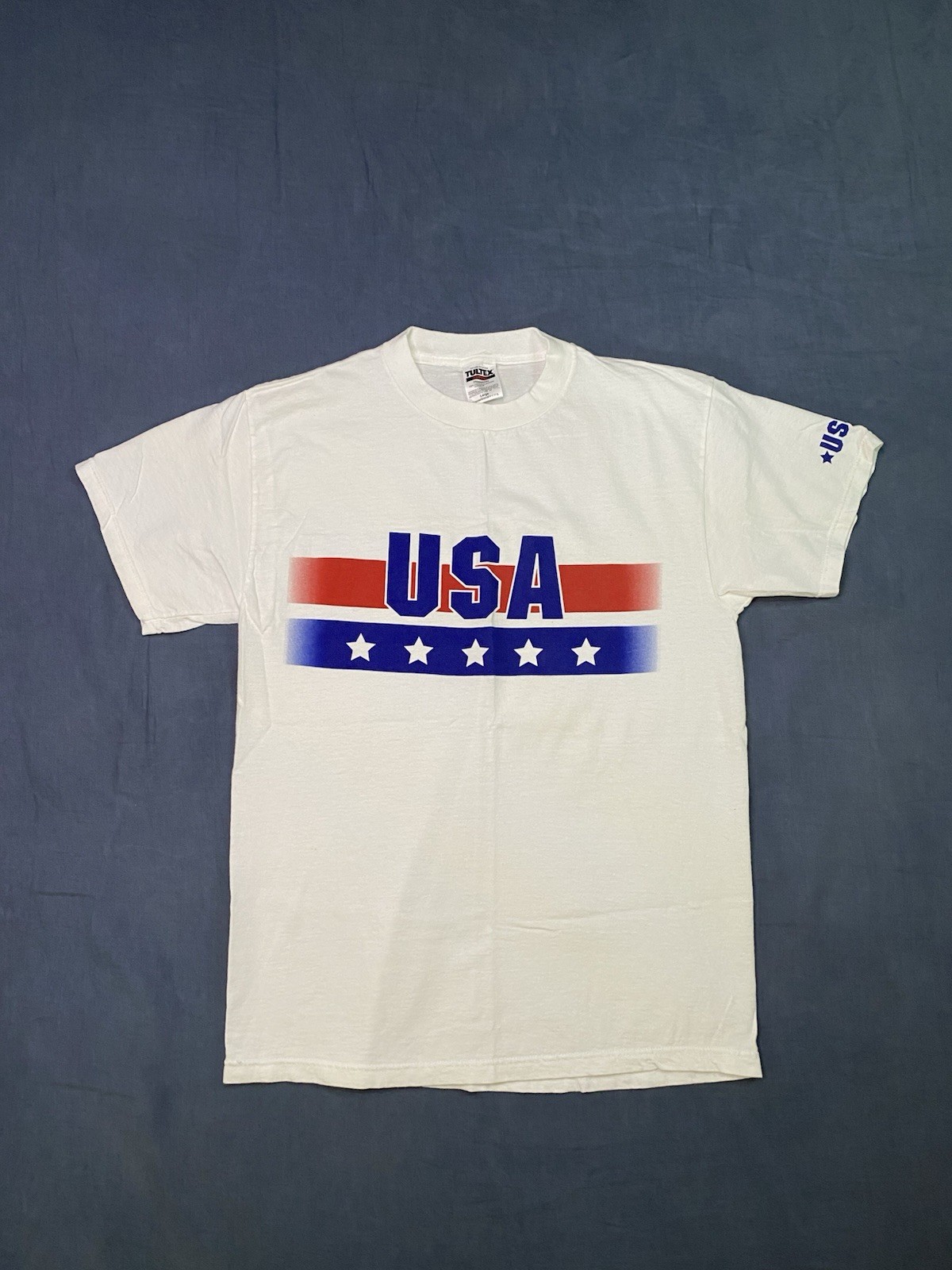 Tultex USA Mens Large T Shirt Tee Graphic Mens Fourth Of July 100% Cotton