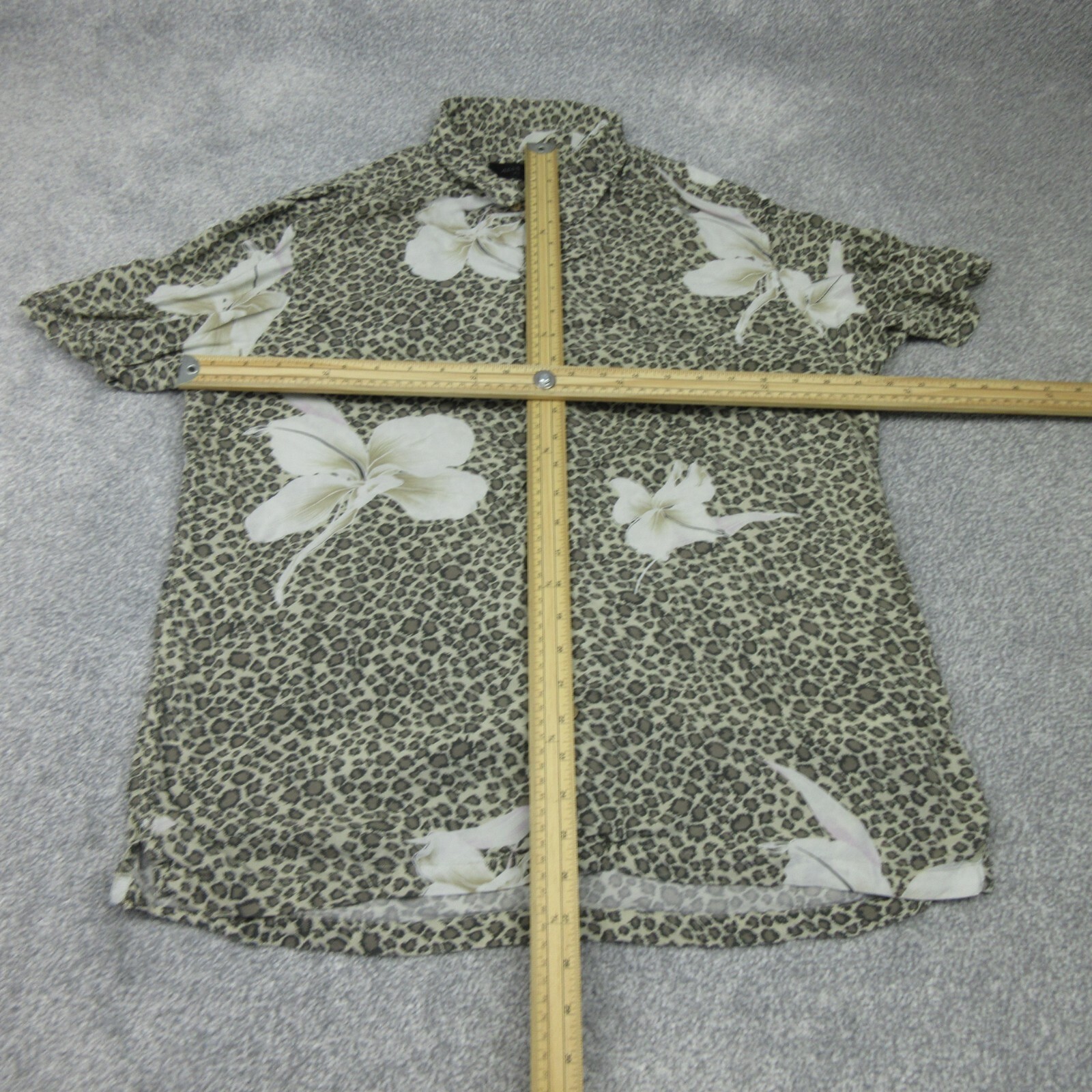 All Saints Shirt Mens Extra Large Brown Leopard Print Floral Kuhi Viscose 5257