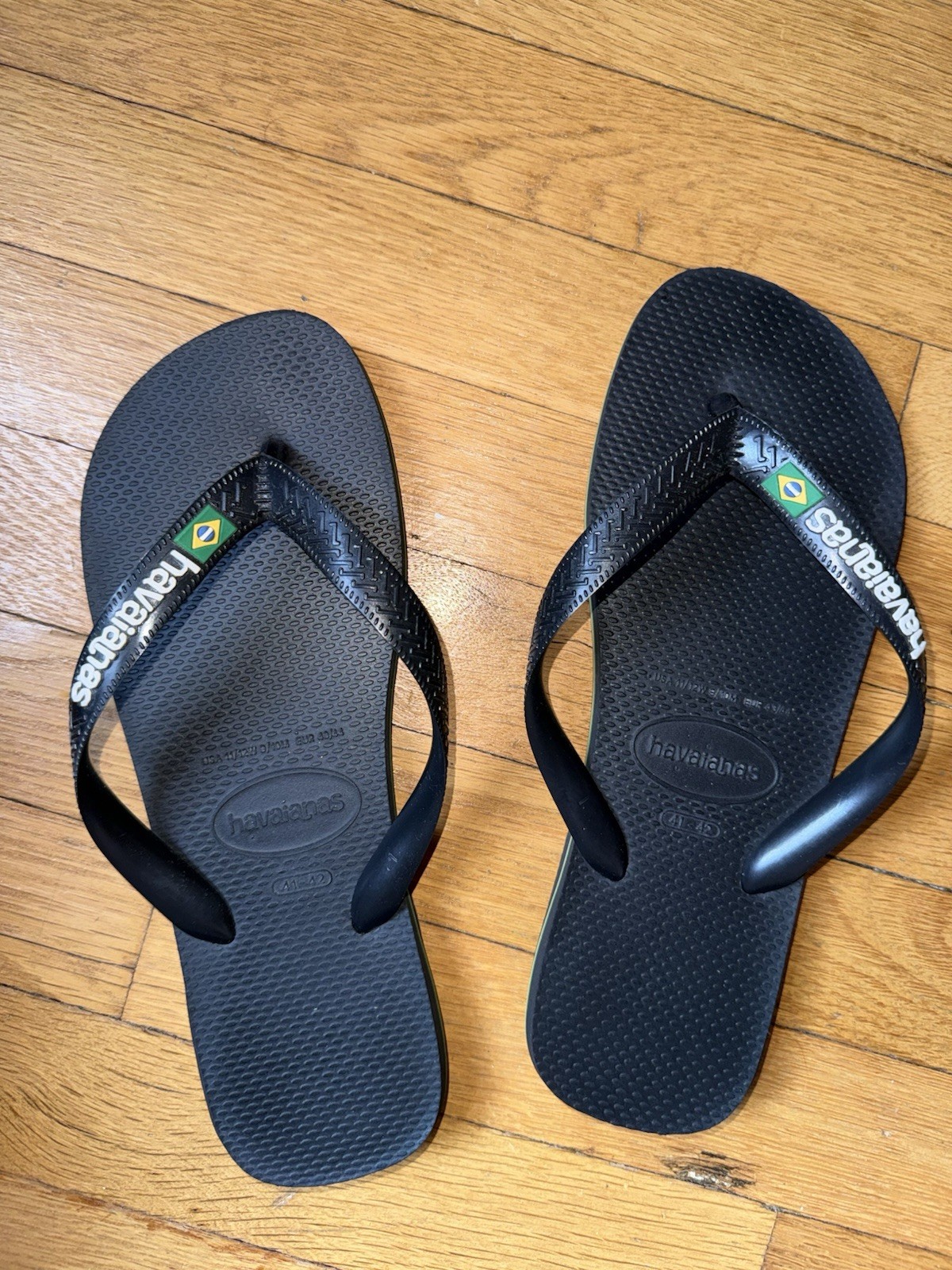 Havaianas Brazil Logo Black Flip Flops Sandal Men Size 9-10 41-42