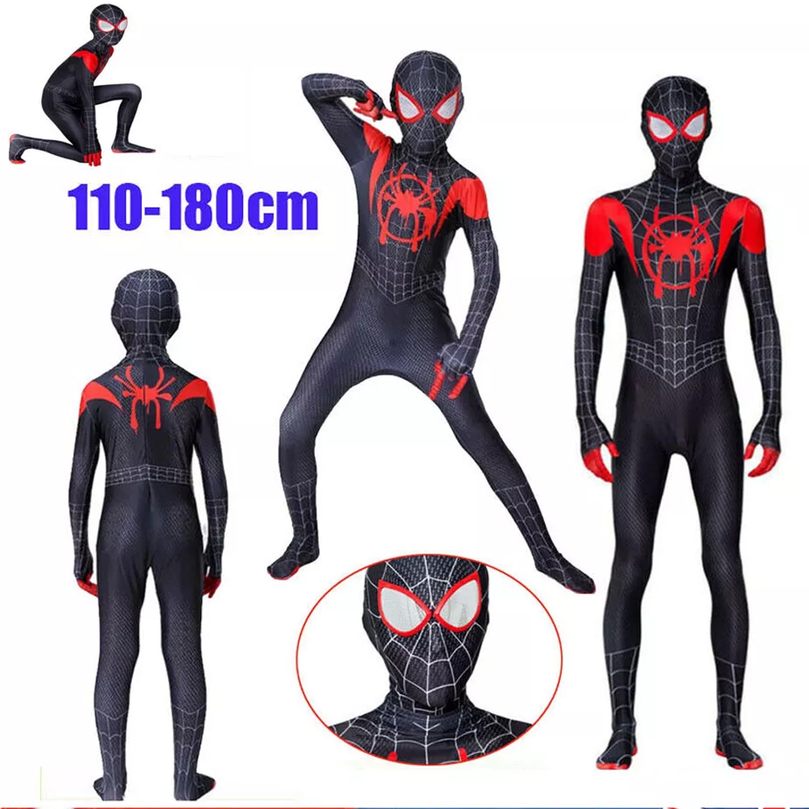 Kids SpiderMan Cosplay Costume Boys Tobey Maguire Outfit Jumpsuit Fancy Dress