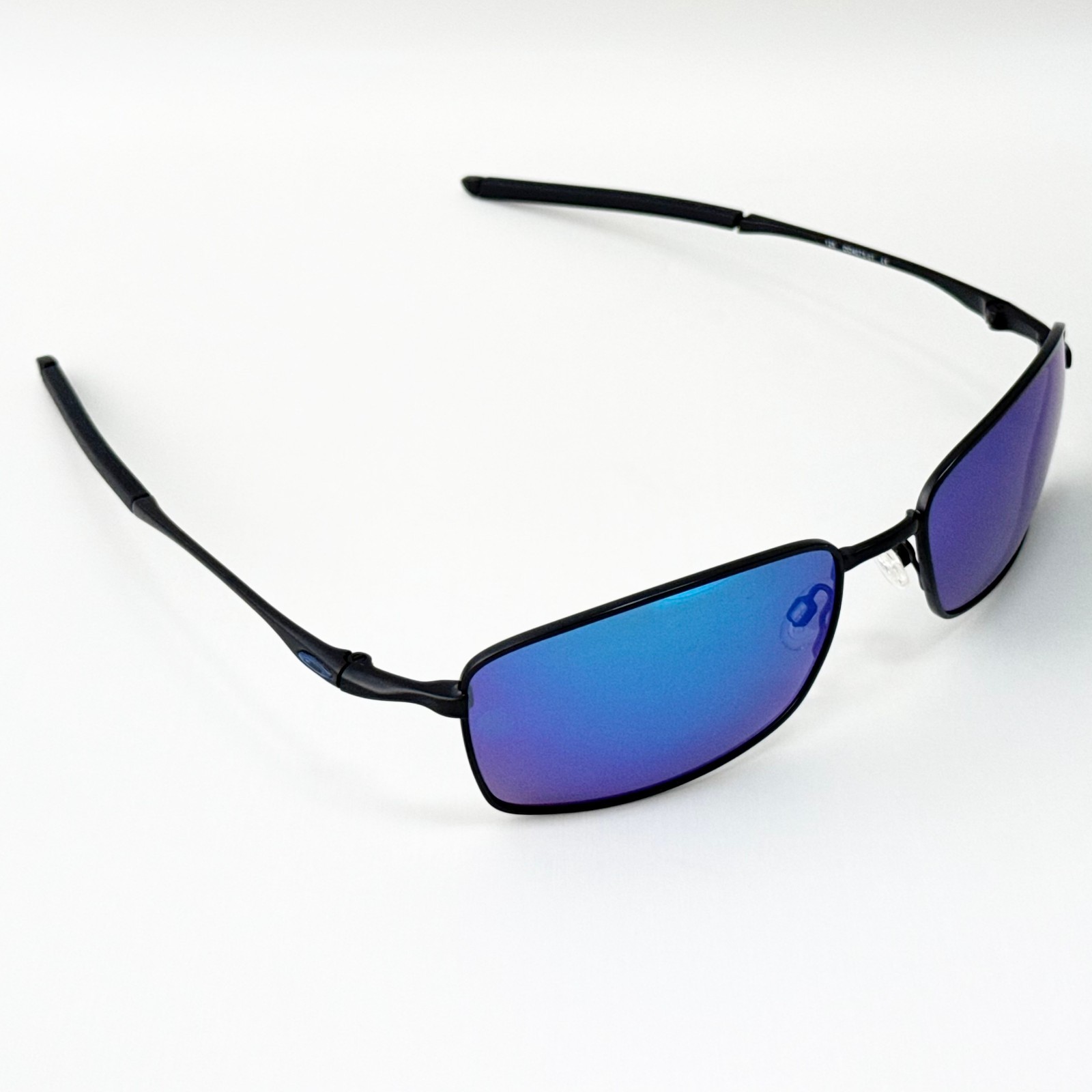 Oakley Square Wire OO4075 Polarized Sunglasses Black Frame Galaxy Blue Lens