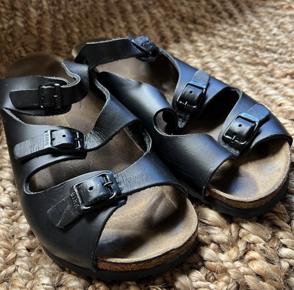 Birkenstock Florida Black 3-Strap Buckle Sandals Women’s Size 9 EUC