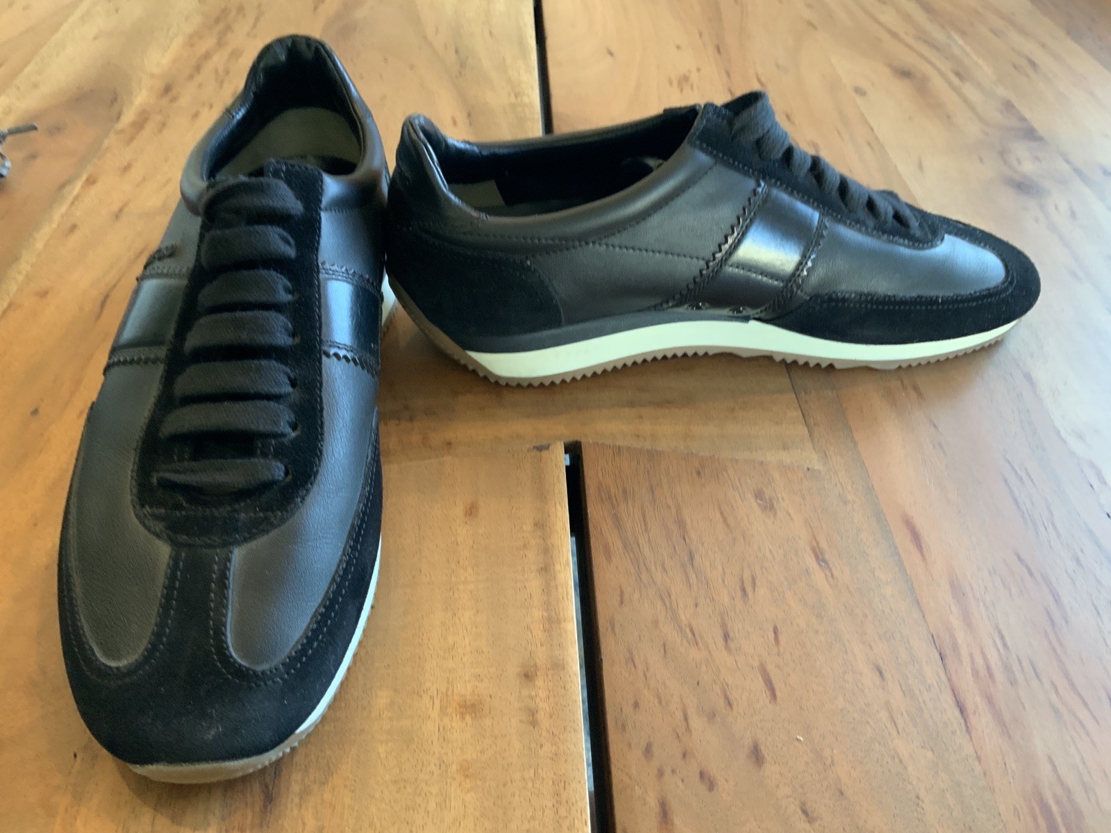 Tom Ford Black Suede and Leather Oxford Sneakers Size 8