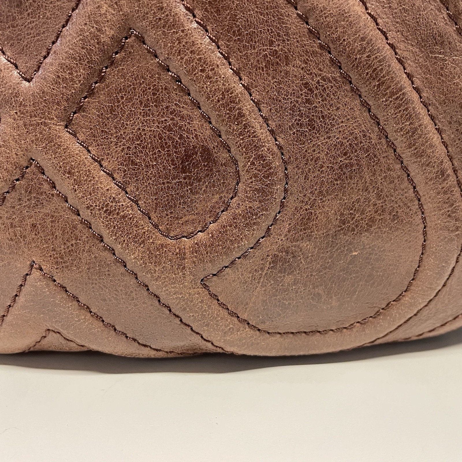 Elliott Lucca Brown Leather Embroidered Quilted Hobo Shoulder Bag Purse