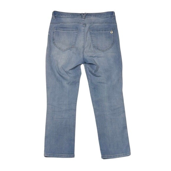 Democracy Ab Technology Light Wash Straight Leg Jeans Womens 6 Elastic Waist