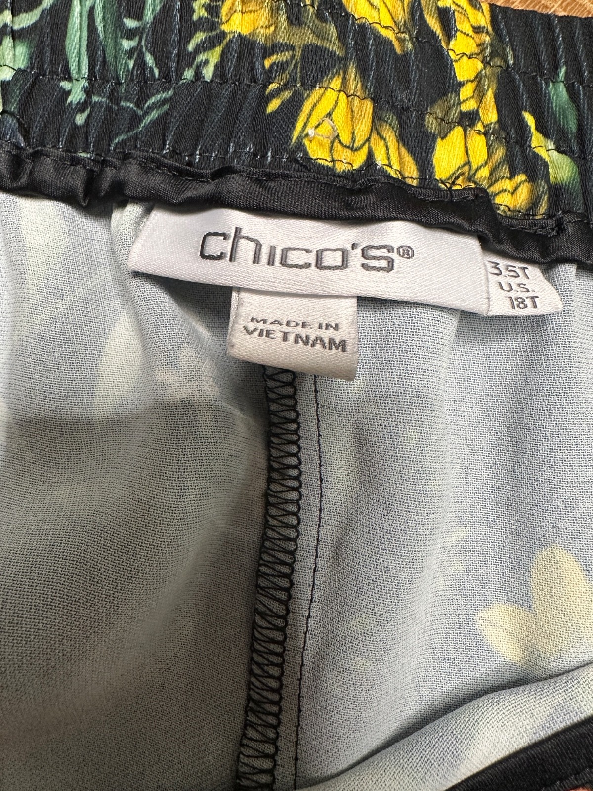 CHICO’S PULL ON FLORAL PANTS WOMENS 3.5T 18T COASTAL LAGENLOOK