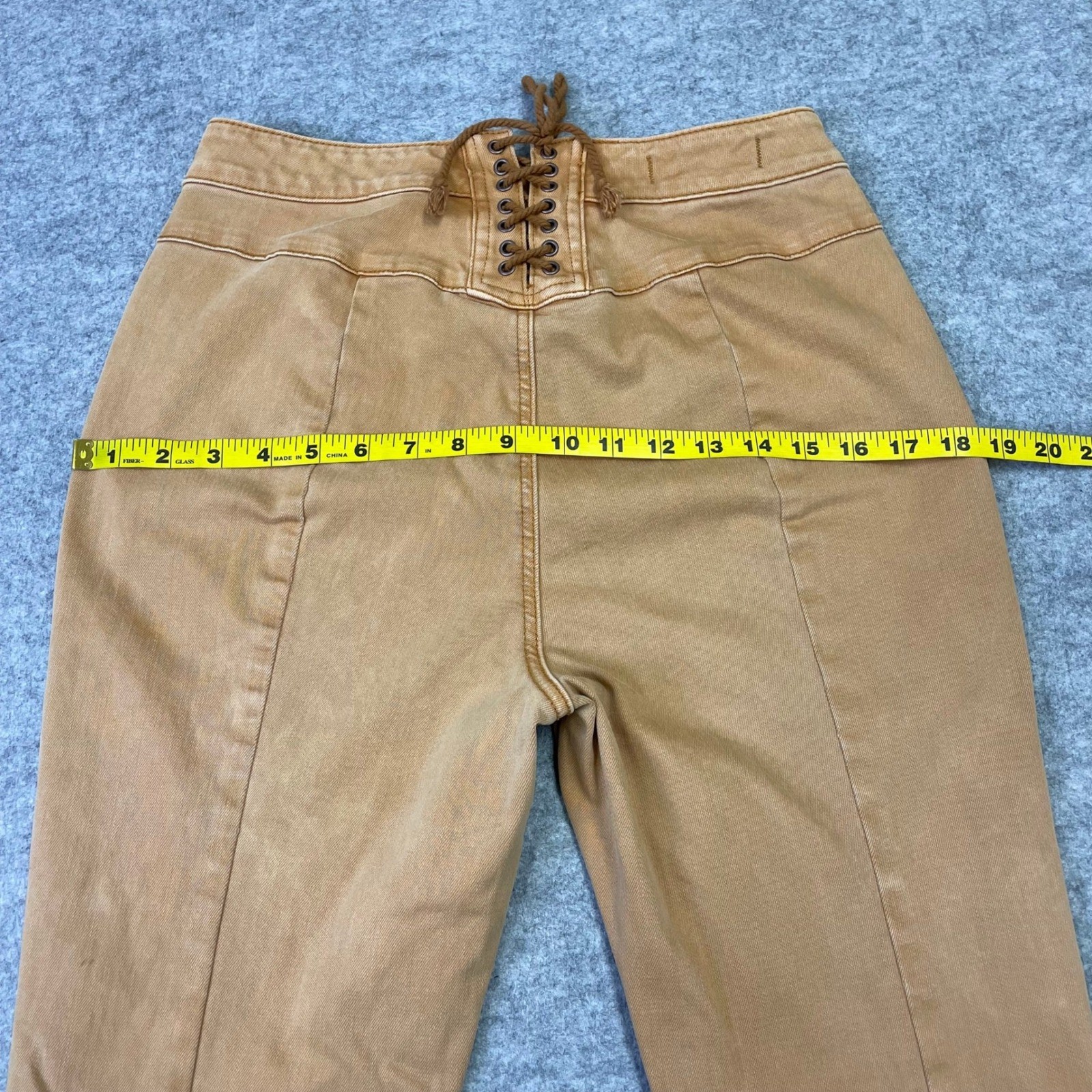 We The Free People Lace Up Back Curvy Just Float On Flare Jeans 29 Tan Boho
