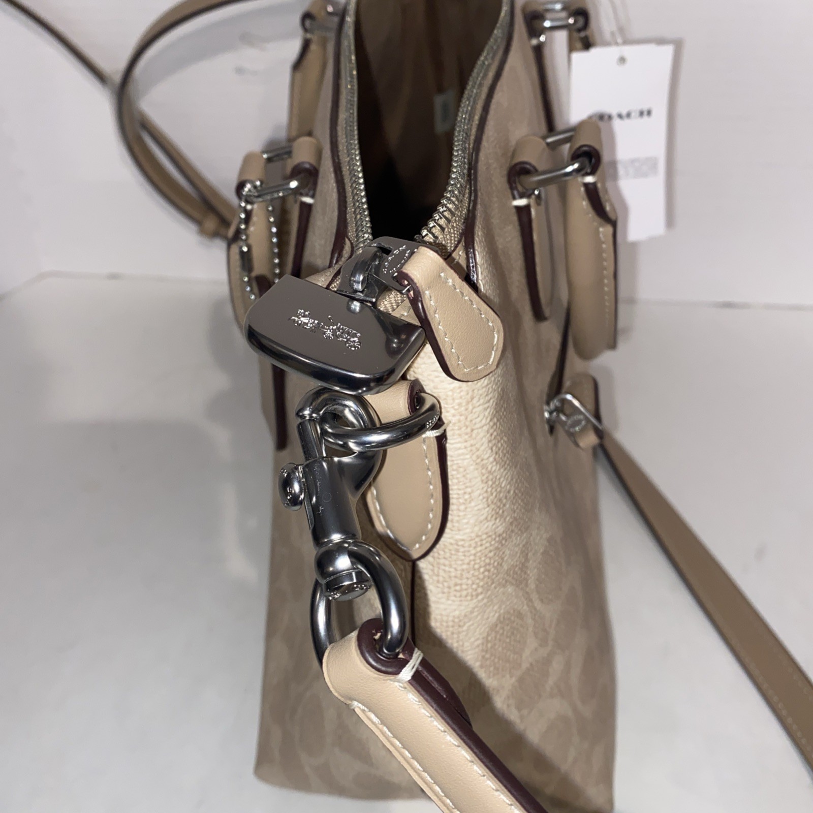 Coach Georgia Satchel Bag In Signature Canvas CW422 Gold/Tan/Brown