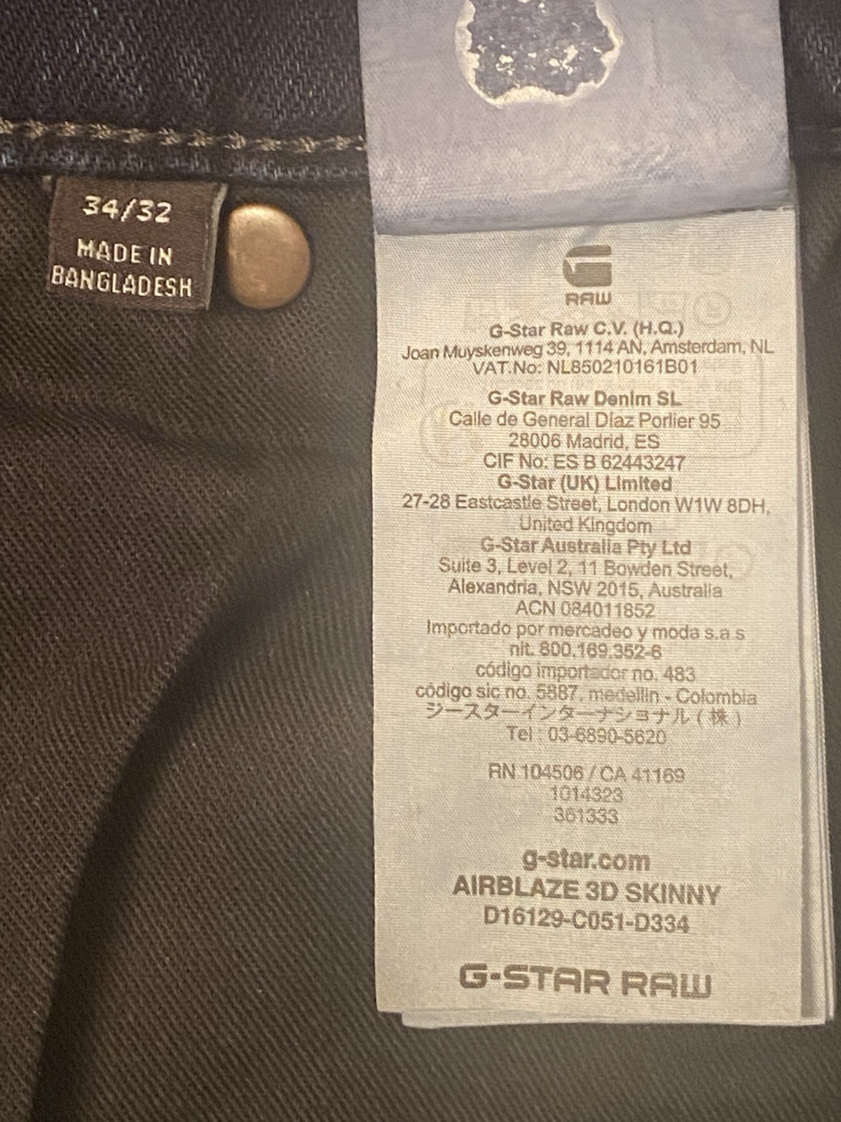 G-Star Raw Airblaze 3d Skinny Jeans Worn In Himalayan Blue Men’s Sz 34X32