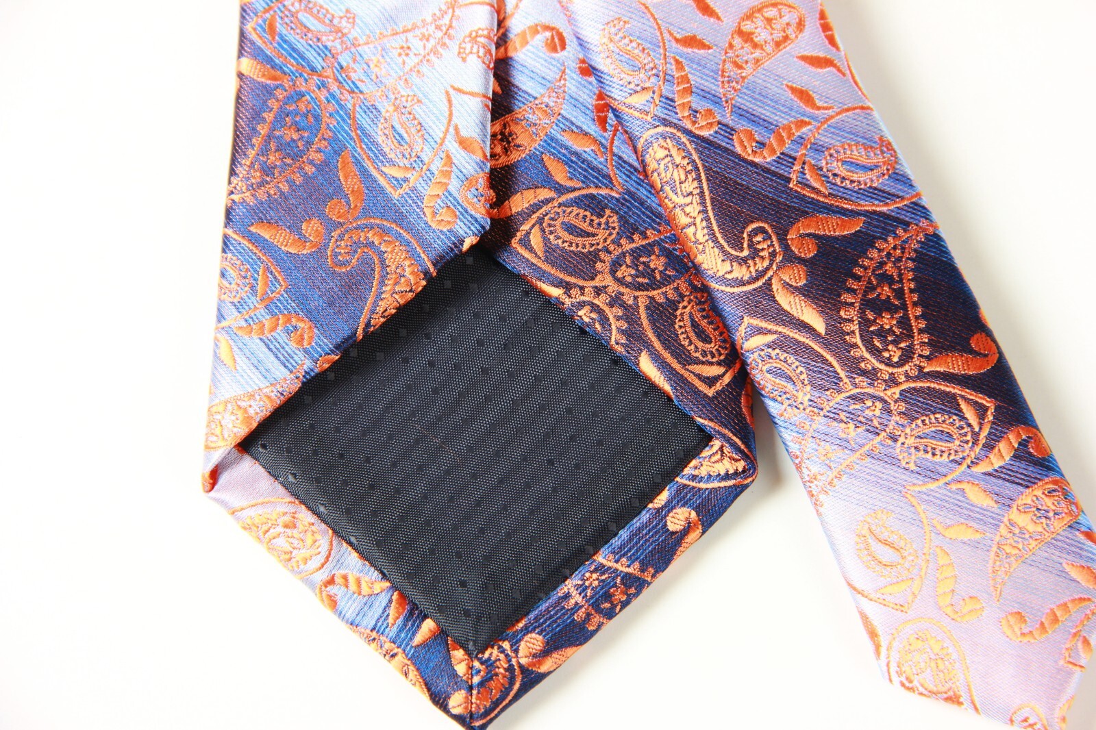 Classic Paisley Orange Blue Jacquard Silk Men’s Tie Necktie Hanky Cufflink Set