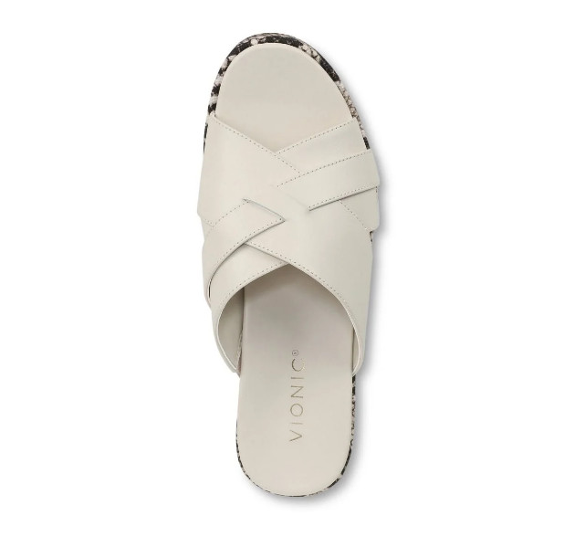 VIONIC Dawn Wedge Slide Sandal Cream Leather New