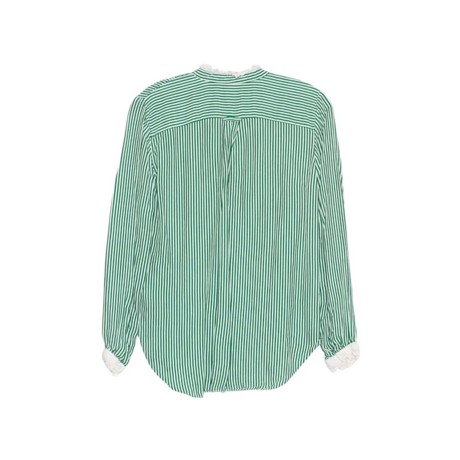 J.Crew cupro-blend ruffle-trim shirt in stripe button down Cottage Minimalist