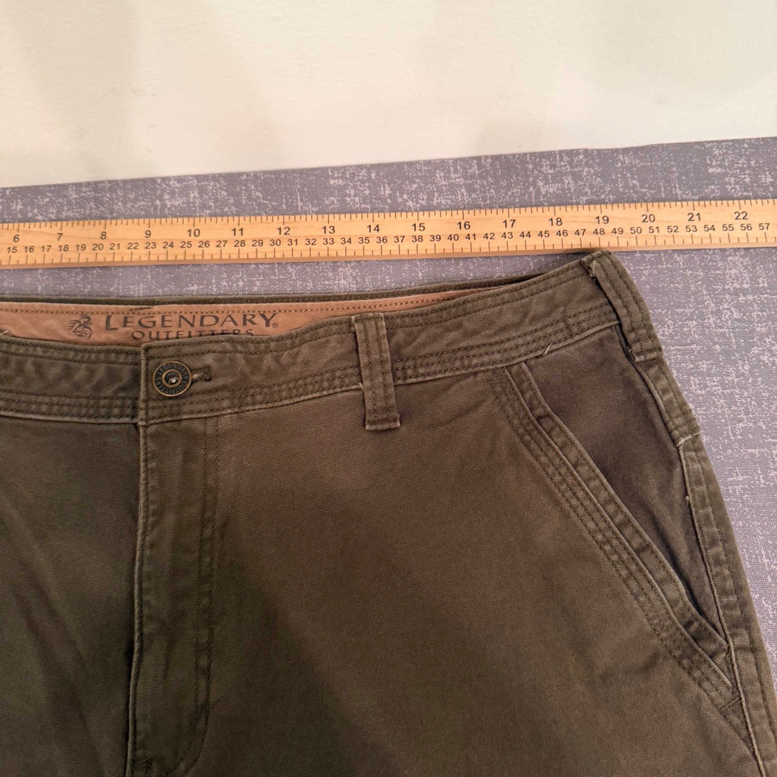 Legendary Outfitters Mens Olive Green Canvas Work Pants 38×29 Straight Leg