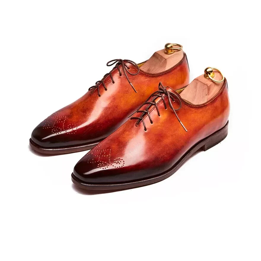 Handmade mens Tan oxfords shoes, Men leather brogue shoes, Shoes for men