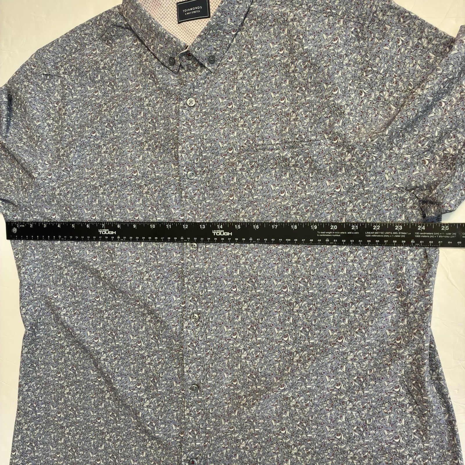 7 Diamonds 4 Way Stretch Button Up S/Sleeve Blue FLORAL Mens•2XL Lightweight