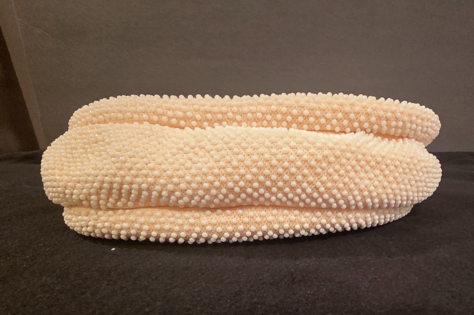 Vintage 1960s Milk Glass Beaded Handbag with Tortoiseshell Lucite Top Frame