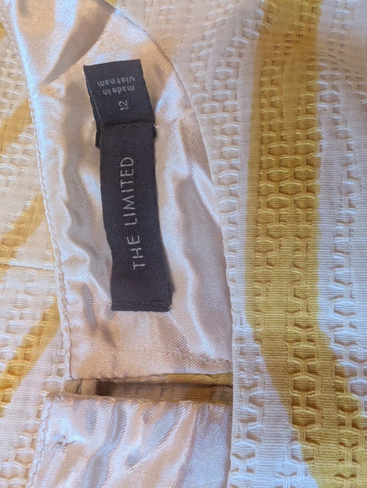 The Limited Yellow & Beige Striped Sleeveless Summer Dress Women’s Size 12,EUC