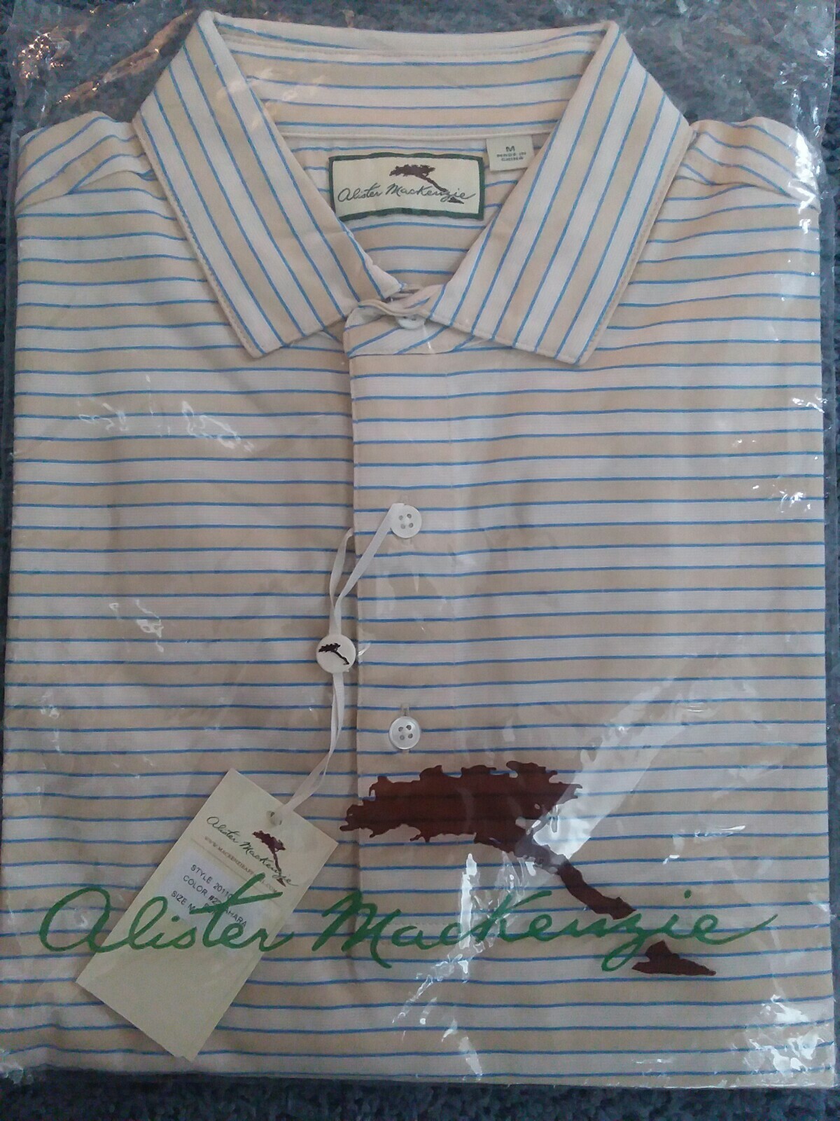 Alister MacKenzie Polo Style Medium Shirt Sahara Sun Striped