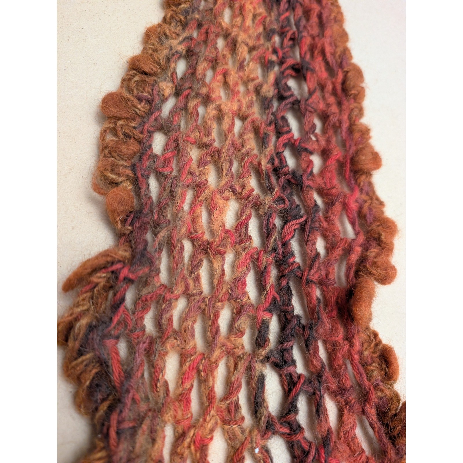 108 Stitches Harriette Cole Collection Open Knit Scarf Boho Crochet Artsy Fall