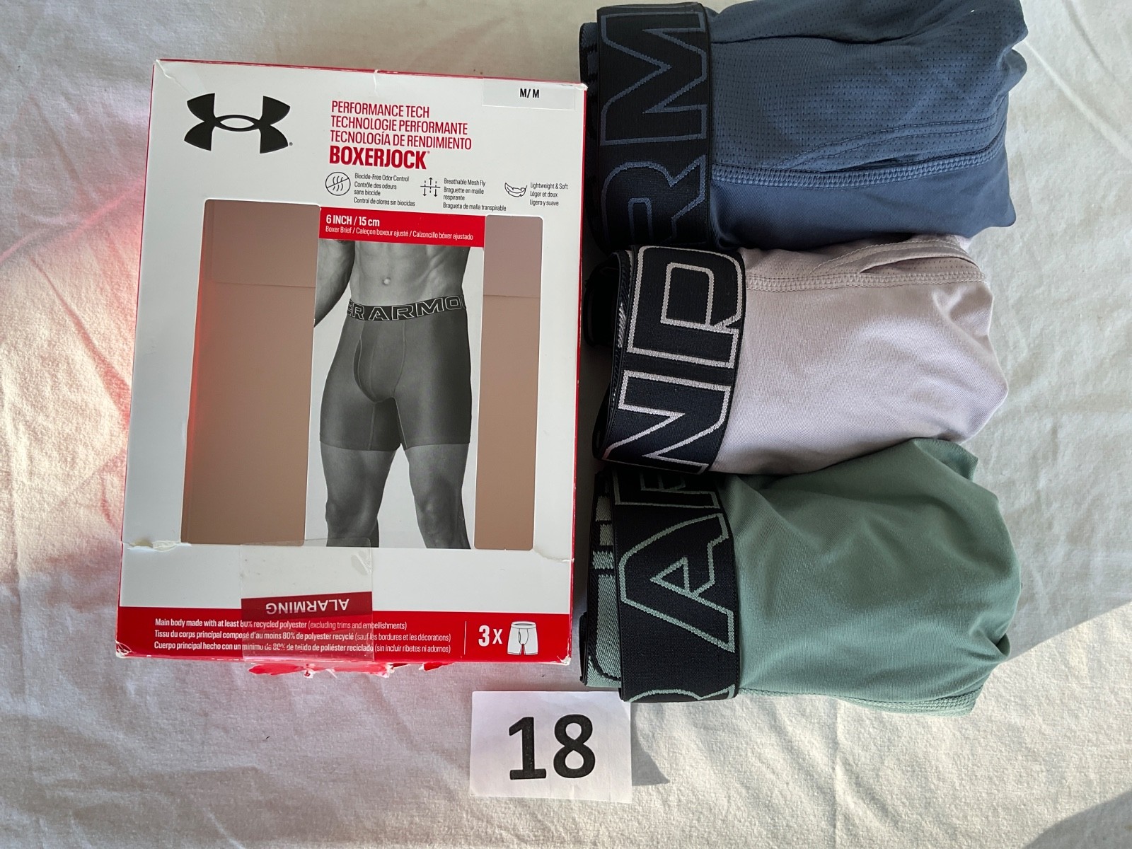 Under Armour 6 inch Tech Boxer Brief New Tag Men Sizes Box Contains 3 Boxerjocks