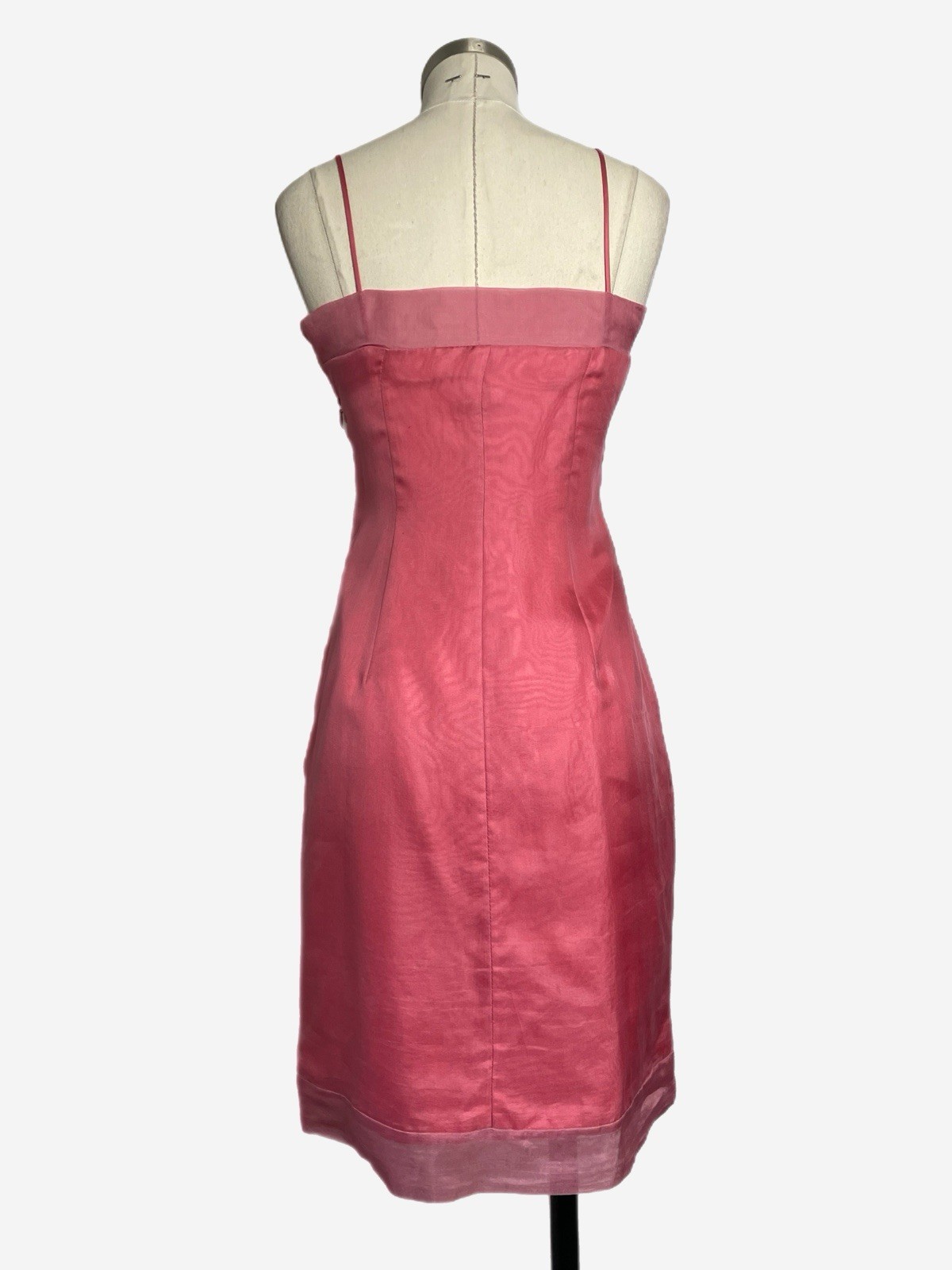 Vintage Y2K Laundry by Shelli Segal Pink silk floral embroidered midi dress XS